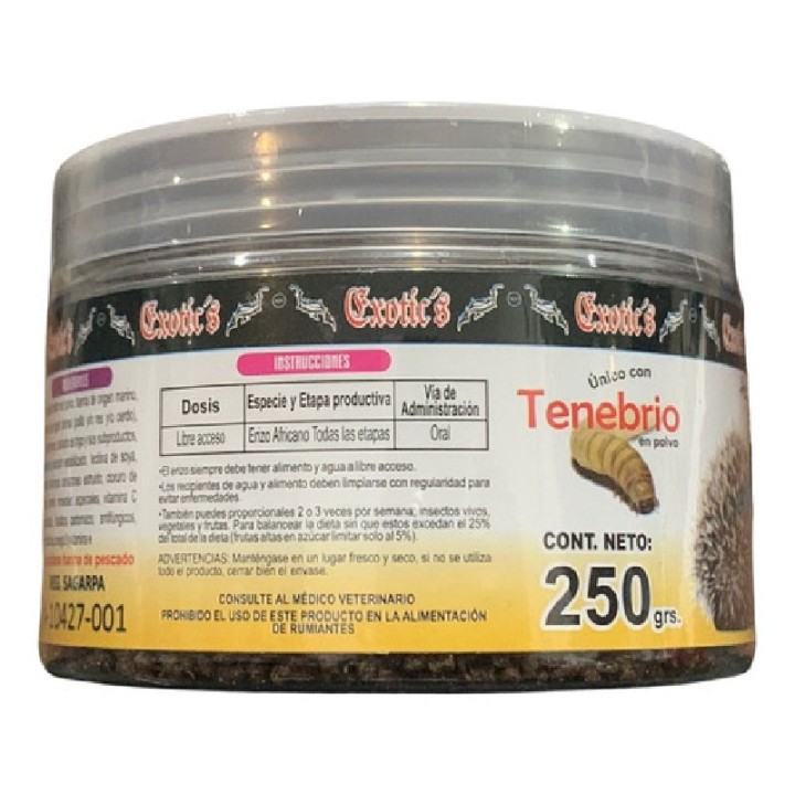 ALIMENTO ERIZO EXOTICS TENEBRIO 250GRS