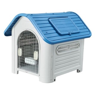 CASA P/MASCOTA DE TEJA CON PUERTA M. AZUL