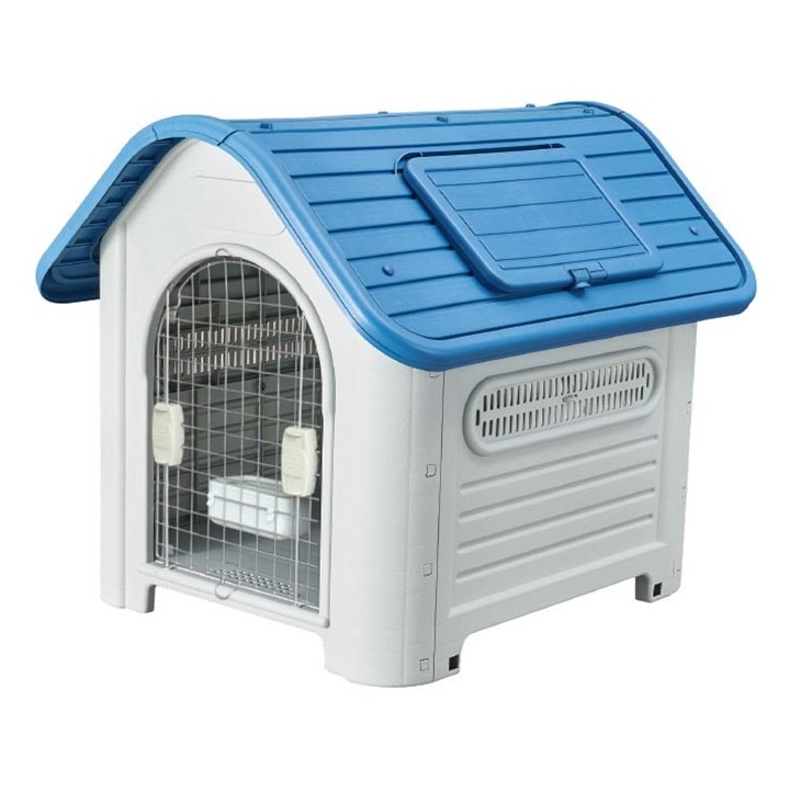 CASA P/MASCOTA DE TEJA CON PUERTA M. AZUL