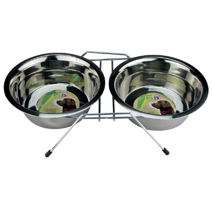 COMEDERO DOBLE C/2 PLATOS A.I.16OZ