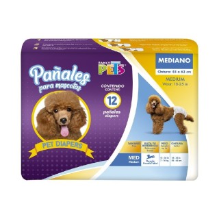 PAÑALES P/PERRO DRY PET MEDIANO 12 PZAS