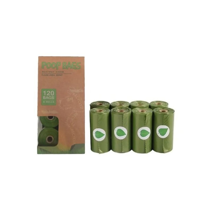POOP BAGS 8 ROLLOS DE BOLSAS 23X33CM.