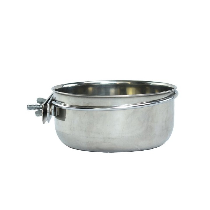 TAZA ACERO C/ABRAZ. P/JAULA 20 OZ.