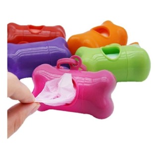 DISP DE POOP BAGS EN FORMA TIPO HUESO ROSA