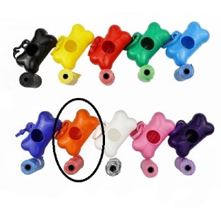DISP DE POOP BAGS EN FORMA TIPO HUESO NARANJA