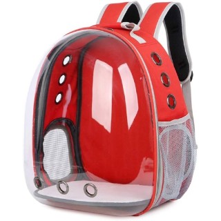 MOCHILA TRANSP SIN BURBUJA TRANSPARENTE ROJO
