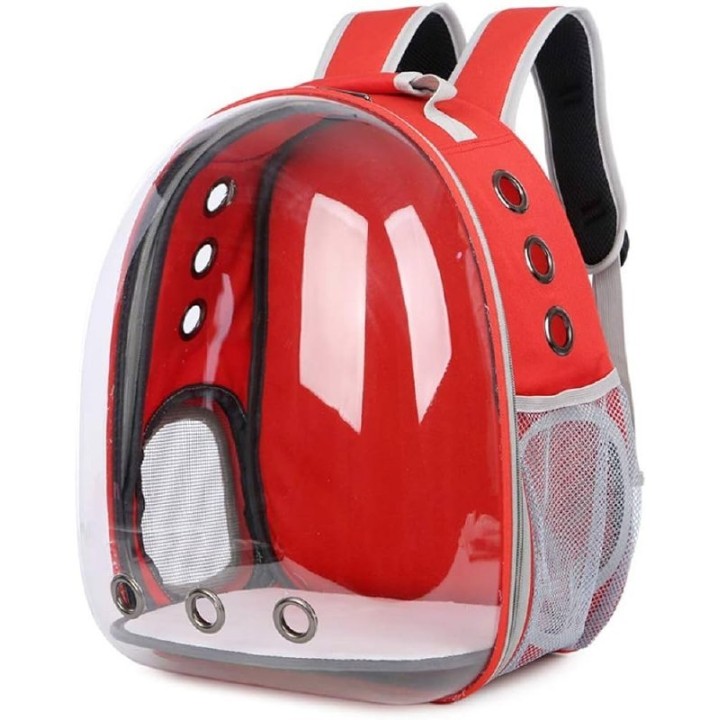 MOCHILA TRANSP SIN BURBUJA TRANSPARENTE ROJO