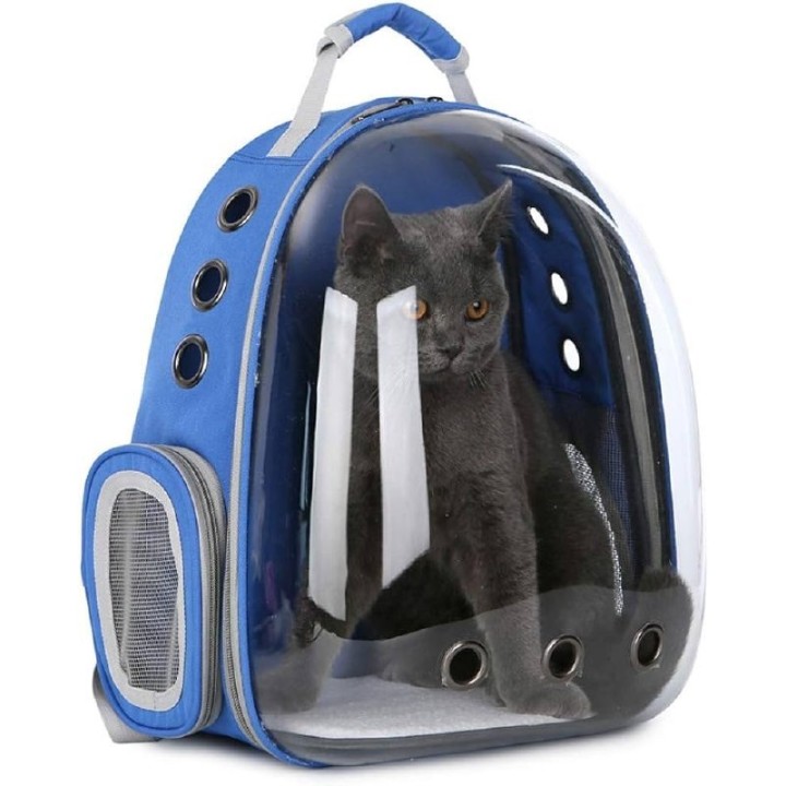 MOCHILA TRANSP SIN BURBUJA TRANSPARENTE AZUL MARINO