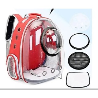 MOCHILA TRANSP CON BURBUJA TRANSPARENTE ROJO