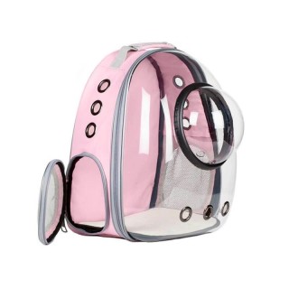 MOCHILA TRANSP CON BURBUJA TRANSPARENTE ROSA