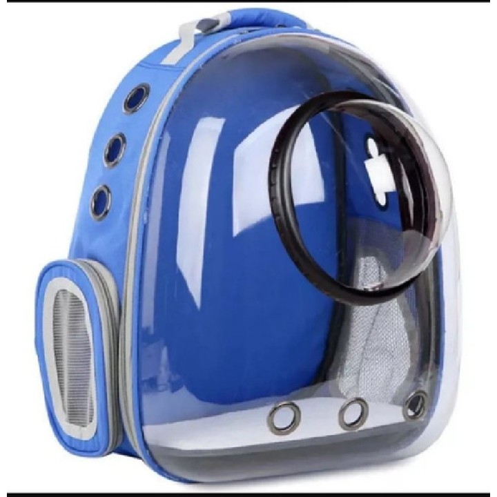 MOCHILA TRANSP CON BURBUJA TRANSPARENTE AZUL CIELO