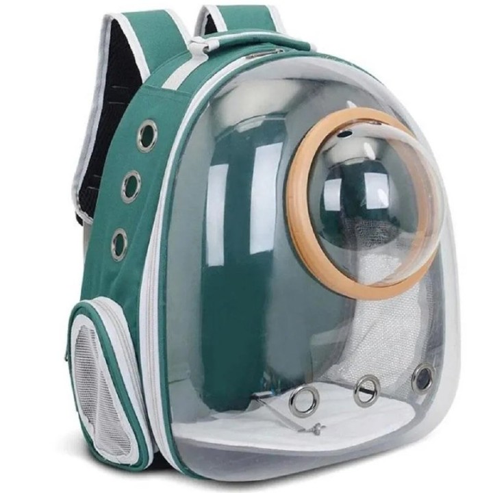 MOCHILA TRANSP CON BURBUJA TRANSPARENTE VERDE