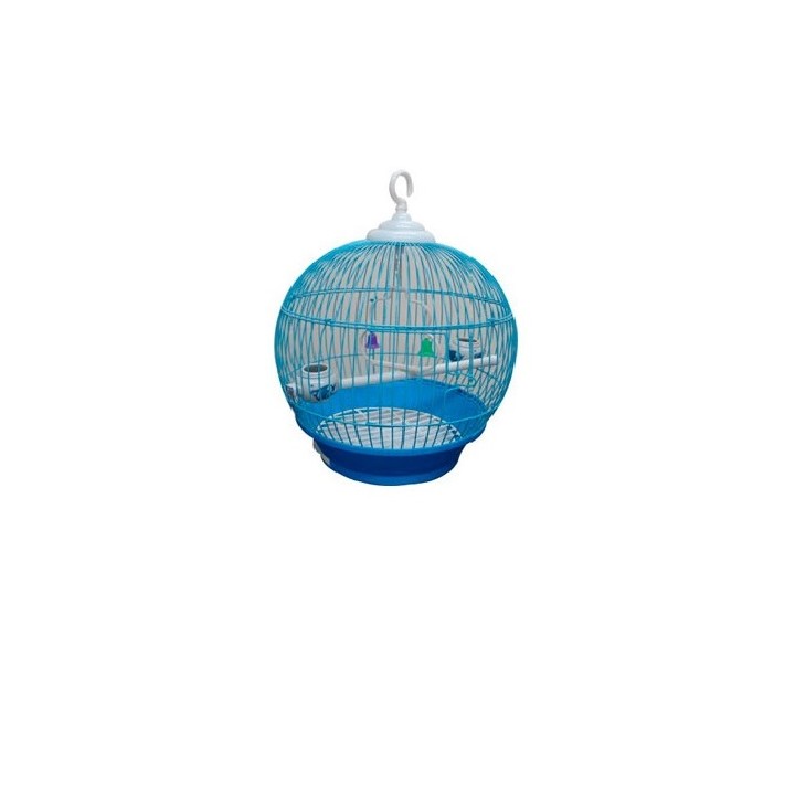 JAULA P/AVES REDONDA CHICA 28X38CM AZUL