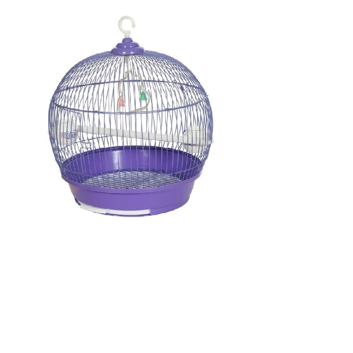 JAULA P/AVES REDONDA CHICA 28X38CM MORADA