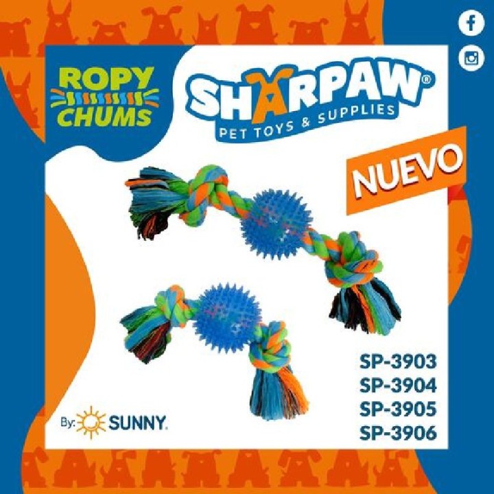 ROPY CHUMS HUESO HILO C/PELOTA PICOS 10"