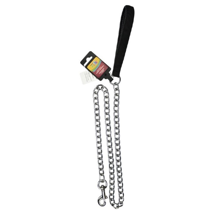 CORREA NEGRA C/CADENA METALICA 4MMX120CM