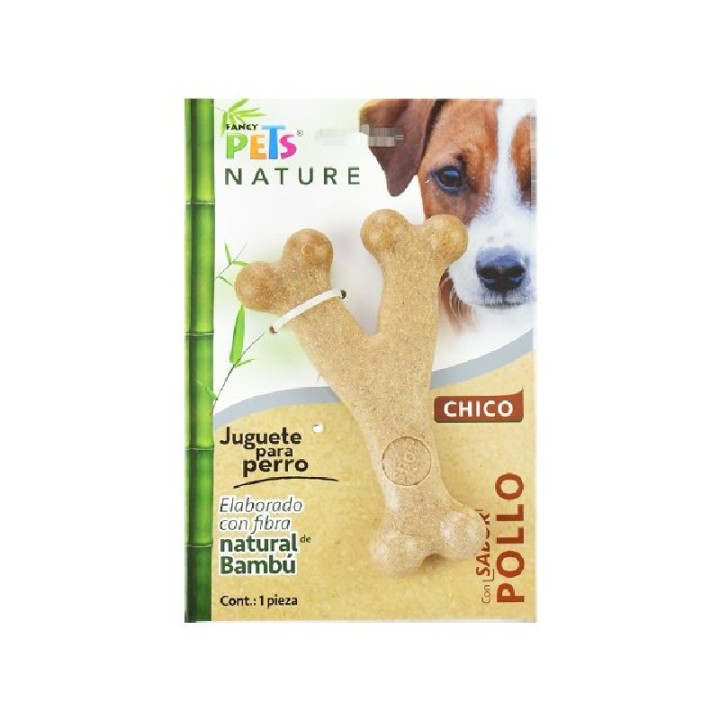 JUGUETE HUESO CHICO TRIPLE DE BAMBU POLLO NATURE