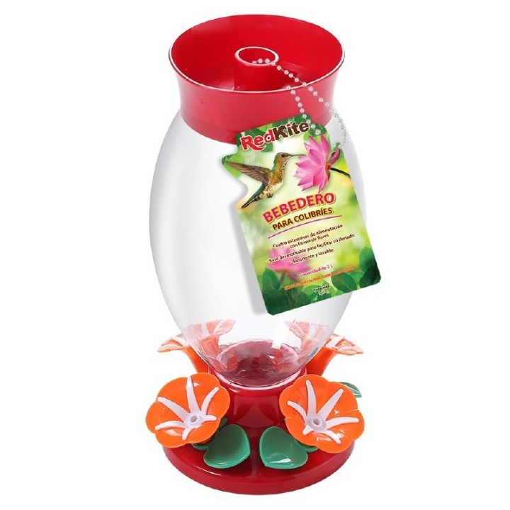 BEBEDERO C/HIBISCOS P/COLIBRI 2 L COLIBRIS ALIMENTADOR CON HIBISCOS
