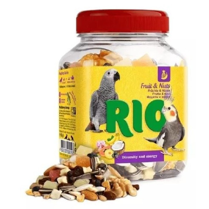 RIO/MEALBERRY FRUTAS Y NUECES ALIMENTO COMPLEMENTARIO P/LOROS Y PERIQUITOS 160 GR.
