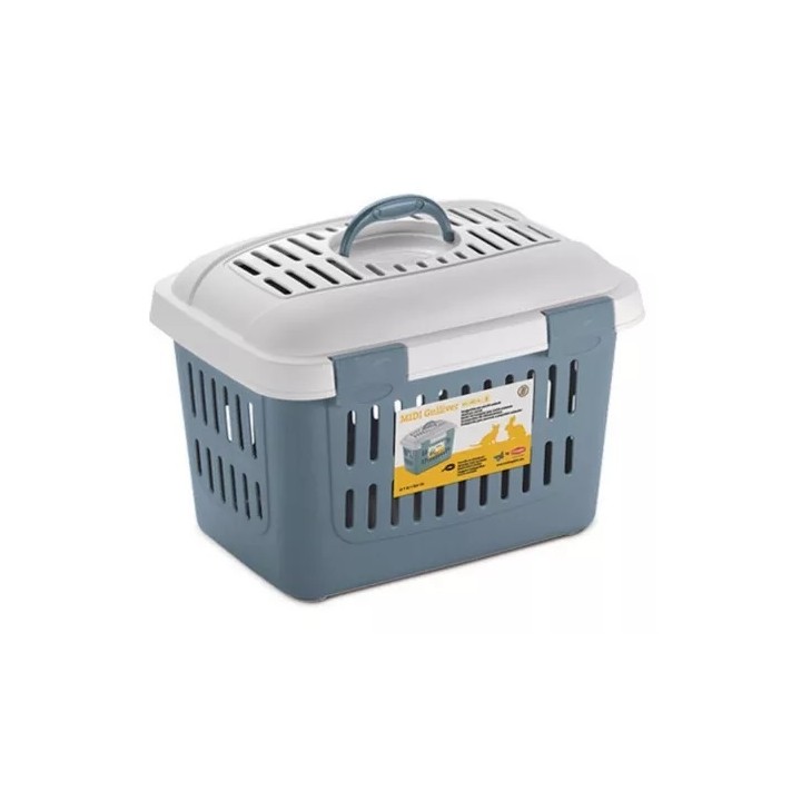 TRANSPORTADORA GULLIVER MEDIANA COL AZUL-BLANCO 45X33X33 CM CAPACIDAD 5KG C6