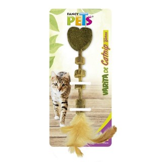 VARITA DE CATNIP CORAZON CON PLUMA