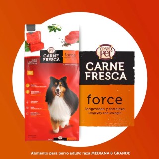 GRANDPET CARNE FRESCA FORCE ADULTO RAZAS MEDIANAS Y GRANDES 4 KG