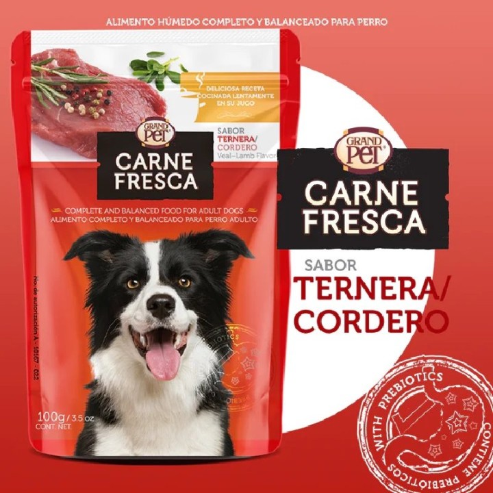 GRANDPET CARNE FRESCA POUCH TERNERA-CORDERO 100 GR