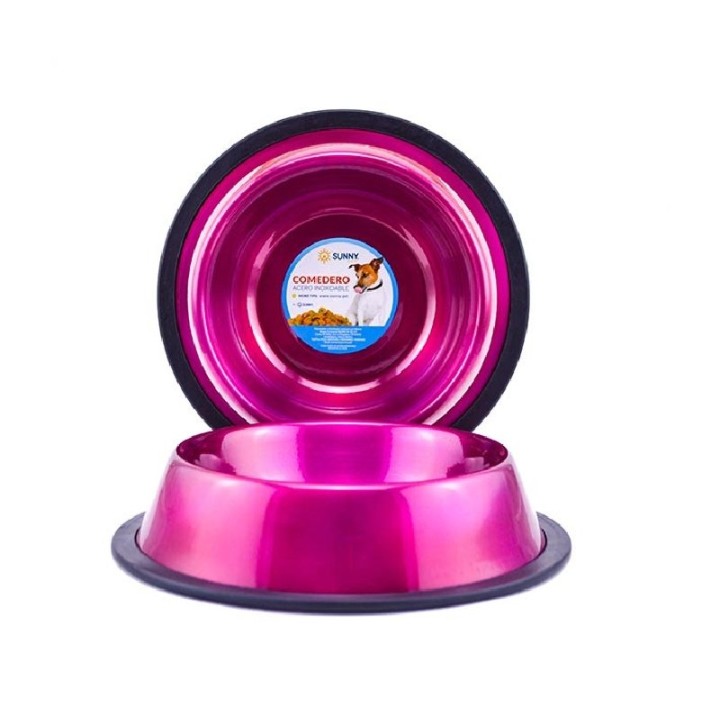 COMEDERO IMPORTADO ACERO INOX 32oz ROSA