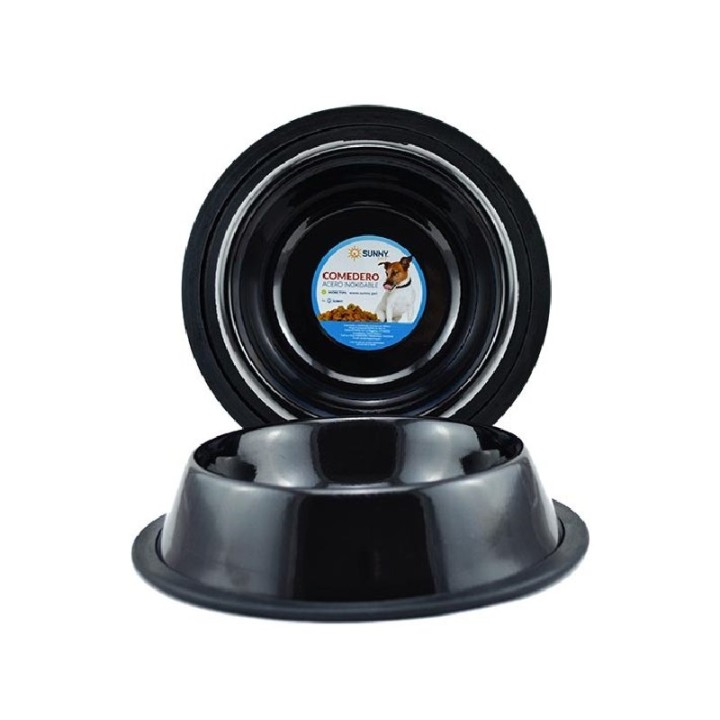 COMEDERO IMPORTADO ACERO INOX 24oz NEGRO