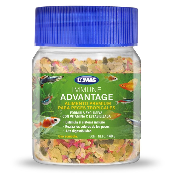 HOJUELAS IMMUNE ADVANTAGE PARA PECES TROPICALES 140 GRS