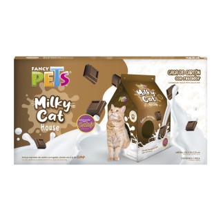 CASA DE CARTON CON RASCADOR PARA GATO CHOCOLATE