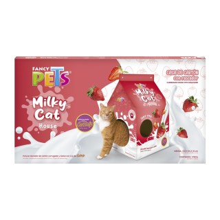 CASA DE CARTON CON RASCADOR PARA GATO FRESA
