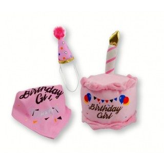 FLUFFY CHUMS JUGUETE DE PELUCHE CON SONIDO TIPO SQUEAKY 3 PIEZAS ESTILO HAPPY BIRTHDAY GIRL SHARPAW