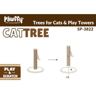 RASCADERO TIPO CAT TREE PARA GATOS PAWFFY IMPORTADO 30X30X40 CMS POSTES 4 MM - BASE REDONDA 12 MM