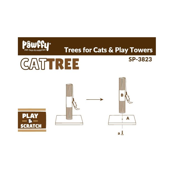 RASCADERO TIPO CAT TREE PARA GATOS PAWFFY IMPORTADO 30X30X42 CMS POSTES 4 MM - BASE CUADRADA 12 MM