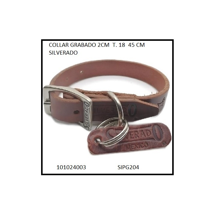 COLLAR PIEL GRABADO 2CM T18 45CM.