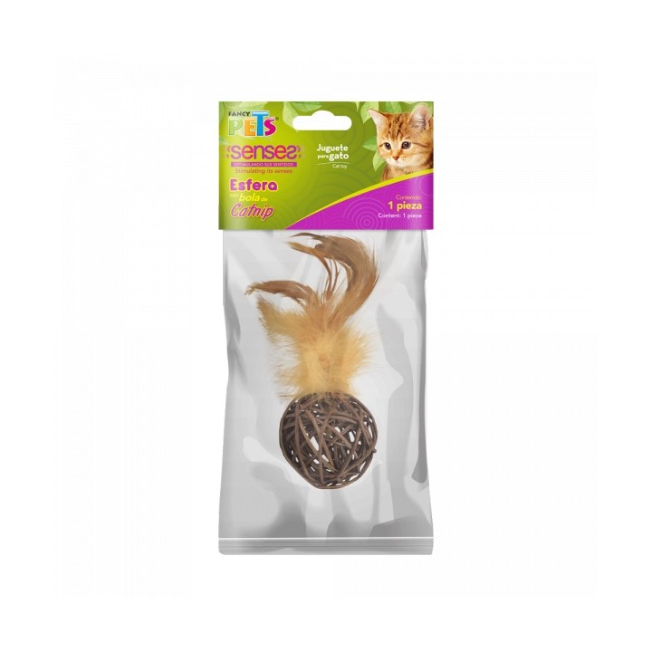 JUGUETE ESFERA DE CATNIP CON PLUMAS