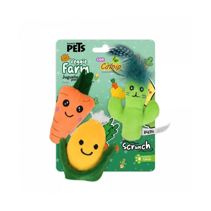 3PACK JUGUETA P/GATO VEGETALES