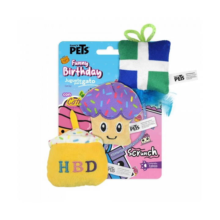 3PACK JUGUETE P/GATO CUMPLEAÑOS