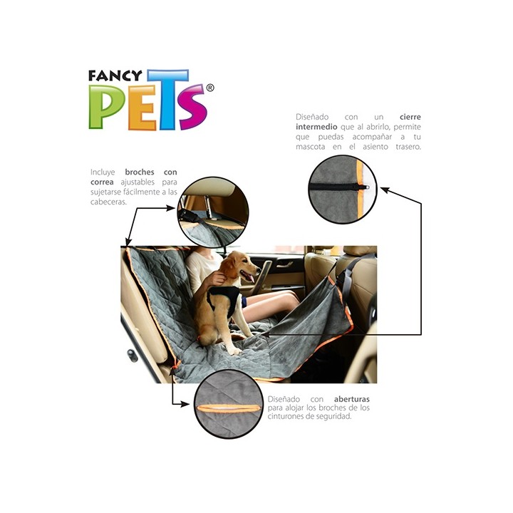 CUBRE ASIENTO DE TELA GRIS