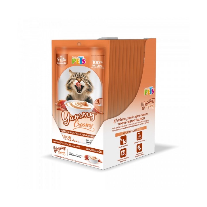 CAJA YUMMY CREAMY P/GATO SALMON 12 C/4PZS.14GRS