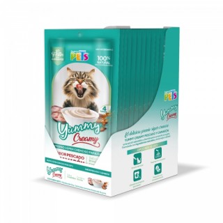 CAJA YUMMY CREAMY P/GATO PEZ/CAMARON 12 C/4PZS.14GRS