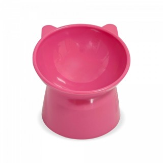 PLATO ELEVADO DE PLASTICO P/GATO ROSA