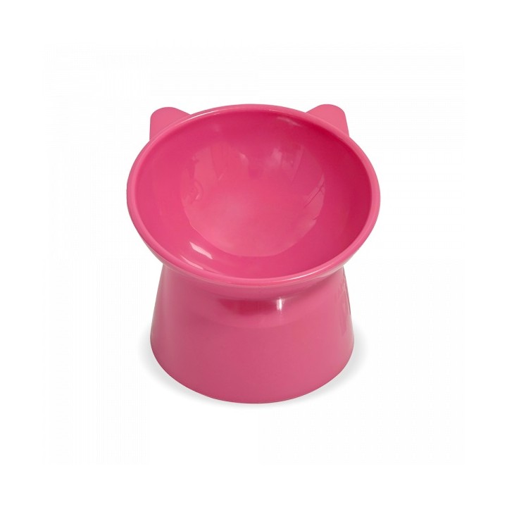 PLATO ELEVADO DE PLASTICO P/GATO ROSA