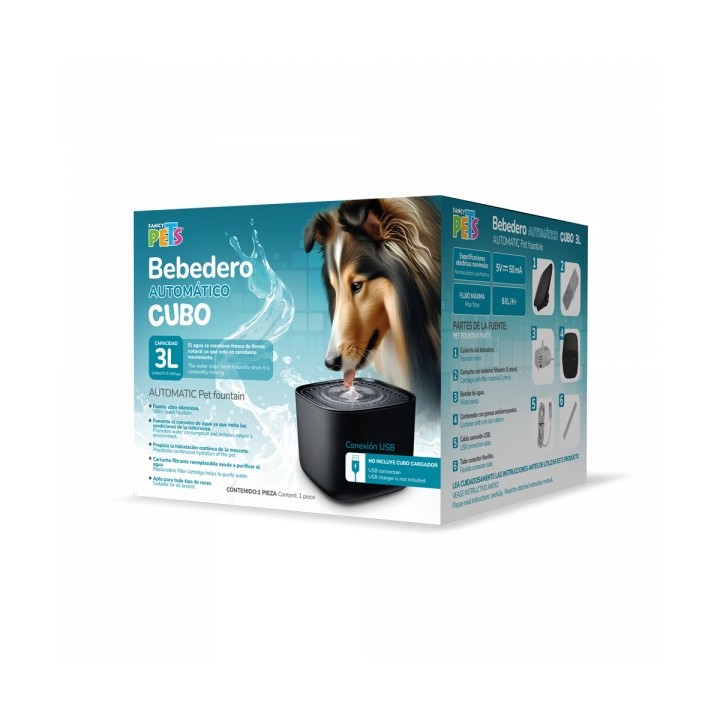 BEBEDERO FUENTE DE AGUA NEGRO 3L