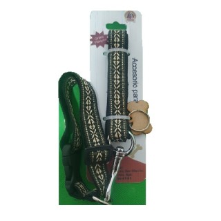 JUEGO CORREA Y COLLAR DECORADO CON PLAQUITA