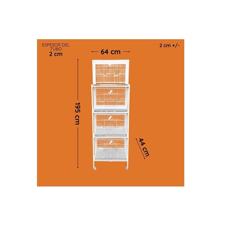 EXHIBIDOR DE 4 JAULAS EN RACK C/LLANTAS